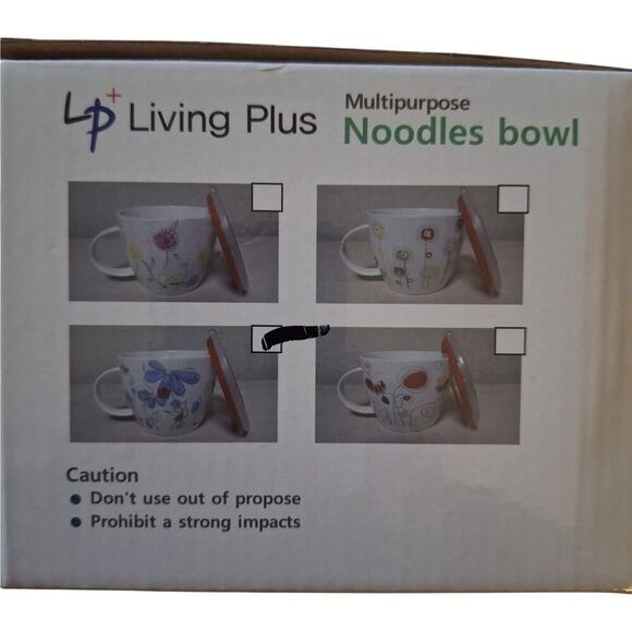 Ceramic Noodles Bowl Cup with Lid LP Living Plus Microwave Multi Purpose - Picture 8 of 9